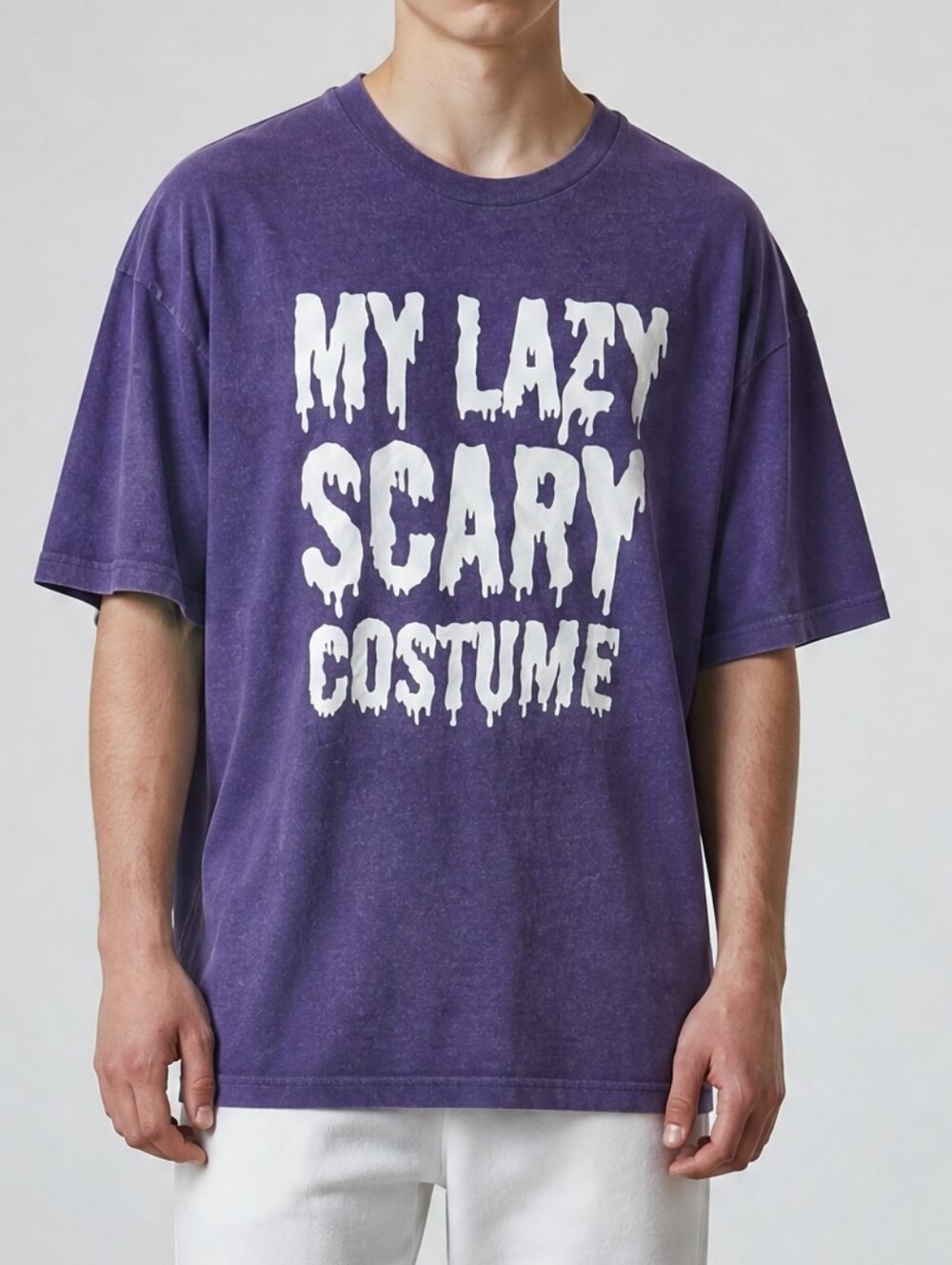 Celebrate It Purple Tee with White 'My Lazy Scary Costume' Graphic